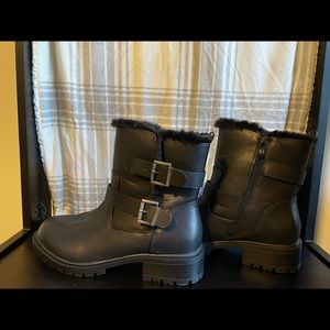 Black Moto buckle boots